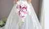 2018 highend personalizzato bianco calla giglio rosa rossa ortensia fai da te spilla in cristallo di perle gocce bouquet da sposa3152920