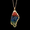 Famous colorful Natural Stone Necklaces Minimalistic Geometric Stone pendant Gold chains For women Ladies Fashion Jewelry Accessories