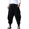 Japansk casual bomullslinne byxa manlig harem byxa män ankel bandade joggare pant kinesisk traditionell klädning273x