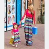 Family clothing dress mother and daughter matching clothes three quarter cotton patchwork lace mommy and me summer dress