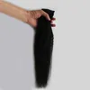 Clip droit noir grossier Yaki Kinky dans les extensions de cheveux 100% cheveux humains brésiliens Remy 7 pièces et 100g / Set Couleur naturelle