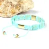 Bracelet pour hommes de haute qualité Howlite Square Real Stingray Bracelets en macramé en cuir avec perles en pierre plate Howlite artificielles de 10x10mm284O
