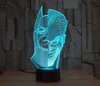 مصباح 3D باتمان جوكر رجل الوجهين الصمام 7 ألوان تغيير غرفة نوم مكتب ضوء الليل # R87