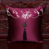 Luxury Patchwork Jade Decorative Cushion Covers for Sofa Chair Tassel Pillow Cover Chinese style Natural Mulberry SIlk Satin Pillowcase