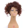 Front Curly Back Straight Short Wigs with Bangs Natural Black Synthetic Hair Afro Wig for Women High Temperature Fiber44028551568592