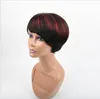 Short Human Hair Wig With bangs Babyhair highlight ombre color Brazilian Straight full Wigs For Black Women228S