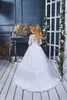 Robe de bal robes de filles de fleurs blanches pour les mariages manches longues dentelle appliquée perles robe de communion Boho petits enfants robes d'anniversaire s