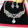 Water Drop High Quality Crystals Wedding Bride Jewelry Accessaries Set (Earring + Necklace) Crystal Fashion Design With Faux Pearls HKL566