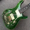 Paul Özel Stok Dragon 2000 Yeşil Alev Akçaağaç Top Electric Guitar Abalone Kuşları Kilitle Kilitleme Tremolo Köprüsü Ahşap Vücut 5852765