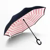 Parapluie Inversé Pliant 52 Styles Double Couche Inversé Longues Poignées Coupe-Vent Pluie Voiture Parapluies C Poignée ParapluiesT2I384