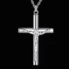 Partihandel Billiga 925 Silver Plated Jesus Cross Pendant Halsband Fashion Party Smycken Julklappar för kvinnor Gratis frakt