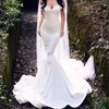 Dresses Sexy Dubai Mermaid Wedding Dress Lace Applique Off Shoulder Sleeveless Bridal Dress Glamorous Satin Sweep Train Fashion Saudi Wedd