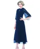 Dark Navy Chiffon Mother of the Bride Abiti Abiti Plus Tele Lunghezza Tè Abito da sera Formale Abito Ospite Hy4032