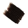 Les cheveux humains brun foncé péruvien se tirent des faisceaux avec une fermeture des brouts à vagues profondes avec fermeture 4 Ferme de dentelle brun chocolat 4x4 avec WE4148121