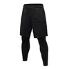 Män Skinny Running Byxor Falskt Två Stycken Shorts Leggings Fitness Sportbyxor Snabbtorkande Elastiska Jogging Tights Män Sportkläder Plus Storlek