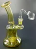 Bong de ouro Vidro Oil Dab Rig Bong Cachimbos de água Cachimbos de água Mini Perc Filtro de pneu Copo inebriante Tigela Unha