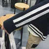 Vårkoreanska versionen Den nya snygga pojkarna Oversize färglös tröja Student Striped Cardigan Youth Jacket Manteau