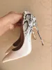gratis mode vrouwen pompen zwart wit kleurverloop patent snake echt leer punt teen hoge hakken schoenen gloednieuwe 120mm 100mm