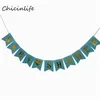 Whole-Chicinlife 1set rosa lago azul Baby Shower Banner Garland niños suministros de fiesta de cumpleaños Baby Shower decoración papel Bann221G