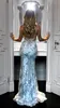 Hot Sale Silver Sequined Prom Dresses 2019 Sexy Mermaid Deep V Neck Backless Formal Evening Gown Celebrity Party Red Carpet Dress for Women