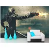 3D Wallpaper Anime film Robot and Laser GunPoster Cafe Bar Home Decor Retro Kraft Paper Wall Sticker