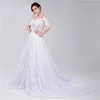 Elegant New Dresses Sweetheart Half Sleeves A Line Lace Long Wedding Party Bride Dresses For Women Wedding Dresses Gown HY4237