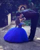 Princess Royal Blue Girls Dresses Conedler Applique Off Ofim Triered Tulle Pleats Dress para crianças pequenas