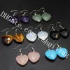 10 paires 20mm petit coeur en forme de cristal de quartz naturel boucles d'oreilles crochet améthyste coupe Turquoise opale facettes gouttes coeur pendantes boucles d'oreilles