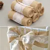 15 * 240 cm Naturalnie Elegancki Burlap Koronki Krzesło Sashes Jute Chair Bowknot Do Rustic Wedding Party Decoration