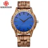 Sihhaixin relógio de madeira masculino Presente Top Azul Face Zebra Bambu Wood Watch Mens 2018 Novo relógio de quartzo com frete grátis