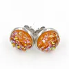 Fashion 5colors Round 12mm Resin Druzy Drusy Earrings Handmade Stud for Women Jewelry