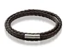 Meilleurs bracelets en cuir pour hommes, maille noire/marron, fermoir magnétique en acier inoxydable, bracelet à double enveloppe, beau bracelet en titane pour hommes