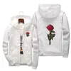 JOOBOX Giacca a vento con ricamo fiore rosa Giacca da uomo Bomber con cappuccio Pelle Giacche da uomo jaqueta masculina Taglia grande S M 7XL