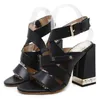 2018 на высоком каблуке сандалии женская обувь 2 цвета, чтобы выбрать из башни пряжки отверстия римский стиль обуви