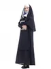 Yetişkinler için Cadılar Bayramı Kostüm Giysi Hıristiyan Rahibe Cosplay Siyah Elbise Pelerin Parti Vintage Giyim Ücretsiz Kargo