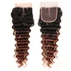 Brazilian 33 Weaves 100 Human Hair Extensions Deep Wave Dark Auburn Ombre Hair 3 Bundles 8A Dark Brown Hair With Lace Closure5442362