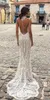 Abiti da sposa a sirena Julie Vino 2019 Abiti da sposa a mezza manica in pizzo con collo alto Abito da sposa da spiaggia con applicazioni in treno