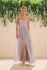 Mercan Ülke Nedime Elbise Şifon Yan Split Kadınlar Giymek Resmi Hizmetçi Onur Elbiseleri Düğün Elbise Balo Akşam Elbise