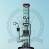 Glass Bongs Hockah Water Pipe Dab Rig 16 "석유 굴착 장치 더블 Perc Purple Wax Quartz Banger