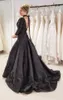 Готические черные красочные свадебные платья с рукавами 3/4 v винтажные атласные не белые свадебные платья на заказ не традиционные