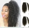 Kinki Ponytail Hairstyles Clip In Human horsetail Hair Extensions Kinky Curly Drawstring pony tail Afro puffs real humain piece1401244718