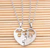 Gravel Herzkristall Anhänger Halskette Buchstabe passende CZ -Paar Liebhaber Halsketten Frauen Männer Kette Elegant Liebe Schmuck 2 PCs/Set