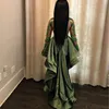 Olive Green Hi-Lo Cocktail Dresses Jewel Neck Long Sleeves Beads Sequined Formal Prom Evening Dresses Party Gowns Homecoming Dress