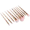 Set di pennelli per trucco in oro rosa 10 pezzi Set di pennelli per fondotinta in polvere di alta qualità, fard, strumenti per eyeliner piatto, sopracciglio, 2284354852085