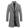 Long Oversized Mens Trench Coat 2017 Winter Single Breasted Causal Jacket Plus Size Slå ner Collar Male Overcoat 3XL 4XL 5XL
