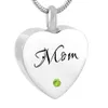 Urne de crémation bijoux pendentif coeur MOM Birthstone Memorial Ash Keepsake Collier