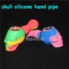 Creative Silicone Tobacco Pipe Water Hookah Bong 10 Colors Portable skull Hand Spoon Pipes Tools With glass Bowl