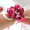 DHL Frakt Wholsesle Wrist Corsage Bridesmaid Sisters Handblommor Artificial Silk Spets Bride Flowers for Wedding Party Decoration Bridal