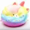 Barn leksaker gåva 11cm jumbo mjuk långsam stigande regnbåge squishy unicorn kawaii söt björn / panda telefonremmar hängsmycke bröd tårta doftande baby leksaker