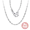 YHAMNI marque 100% Original solide 925 chaîne en argent Sterling 1.2mm vague d'eau chaîne torsadée collier pour femmes bijoux fins C001